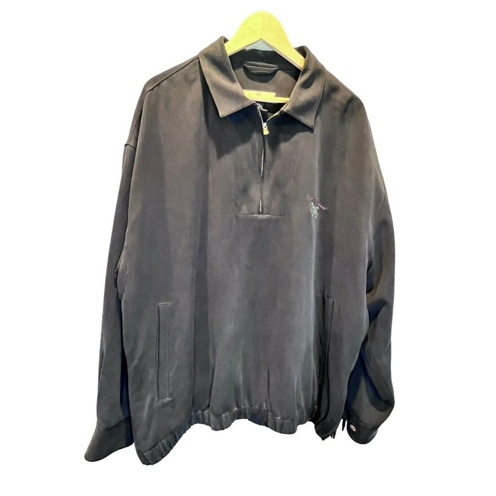 Tommy Bahama Golf Pullover Jacket Mens Size Large Black Silk 1/4 Zip